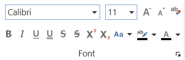The Font Ribbon contains various options such as bold, italic, underline, and text color.